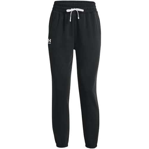 Under Armour Women's Rival Terry Jogger Pants, Black White, XL UK