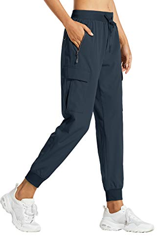Libin Women's Cargo Joggers Lightweight Quick Dry Hiking Trousers Athletic Workout Lounge Casual Outdoor, New Navy M