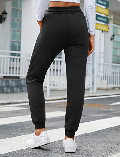 Yuson Girl Joggers for Women Fleece Lined Jogger Pants Sherpa Fleece Lined Warm Sweatpants Winter Thermal Athletic Lounge Trousers with Drawstring and Pockets for Running Workout Yoga Black