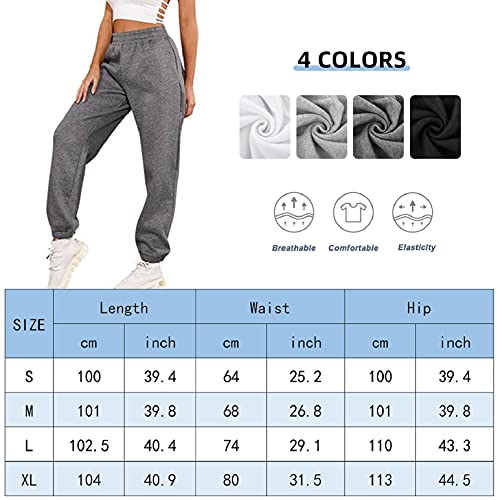 heekpek Womens Casual Oversized Jogging Sports Joggers Trousers with Pockets Tracksuit Bottoms Jogger Pants Ladies, Light Grey, Size S