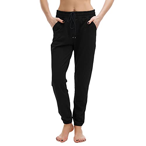 Stanpetix Joggers for Women UK - Sport Pants Women’s Sweatpants with Pockets(Pure Black,L)