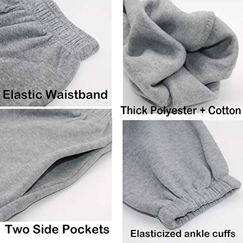 Nuofengkudu Women's Plain Baggy Fleece Tracksuit Bottoms Warm Harem Joggers Pants with Pockets Elastic Waist Thermals Tapered Leg Sweatpants Running Workout Casual Lounge Wear(F-Grey,M)
