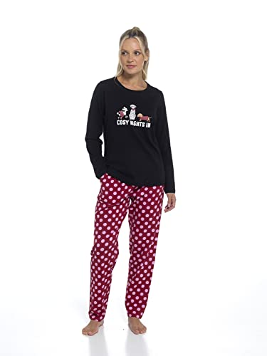Daisy Dreamer Pyjama Set Women's Cotton Jersey Pyjamas Lounge Wear Long Sleeve Grey PJs, Dogs Medium