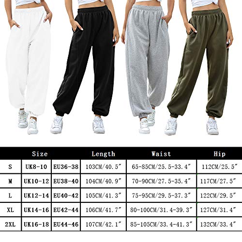 Nuofengkudu Women's Plain Baggy Fleece Tracksuit Bottoms Warm Harem Joggers Pants with Pockets Elastic Waist Thermals Tapered Leg Sweatpants Running Workout Casual Lounge Wear(F-Grey,M)