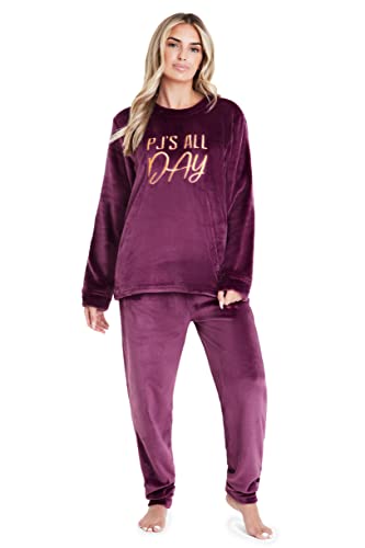 Ladies Pyjamas Set, Womens Loungewear Pyjamas, Comfy Warm Soft Loungewear PJs (S, Magenta)