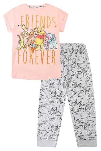 Disney Womens Winnie The Pooh, Eeyore, Tigger, Piglet, Kanga and Roo Forever Friends Long Ladies Pyjama Set (22-24) Pink