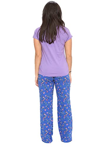 Total Savage Ladies Ex M&S Floral Pyjama Set Womens Cotton Pjs Nightwear Night Suit Short Sleeve Purple Plus Size Xmas (Purple mix, 16)