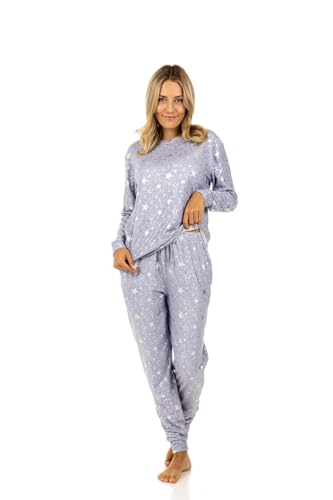 TURTLE Pyjama Set Dusky Blue Star Foil Women Nightwear/PJ Set/Lounge Wear Pajama(S = UK 8-10)
