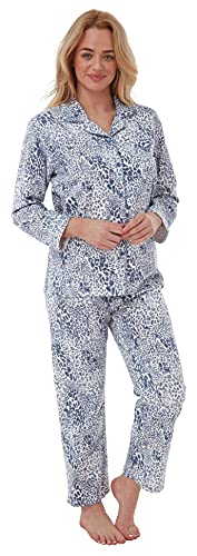 Indigo Sky Women's Luella 100% Brushed Cotton Wincyette Pyjama, Denim Animal, 10-12