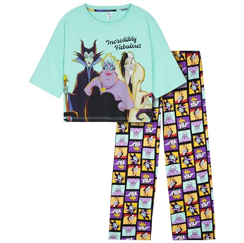 Disney Stitch Womens Pyjamas Set - Nightwear Baby Yoda Long PJs Comfy Lounge Wear S-XL Women Teenagers - Gifts for Women (Multi Villains, XL)