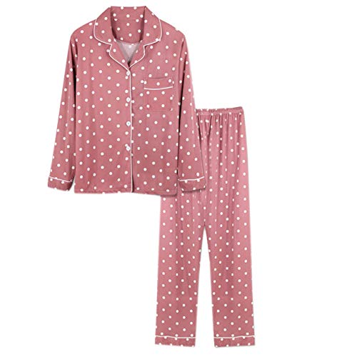 LAIYUTING Women's Cotton Cute Pajamas Girls Long Sleeve Tops+Pants with Pockets Polka Dot Casual Lounge Wear