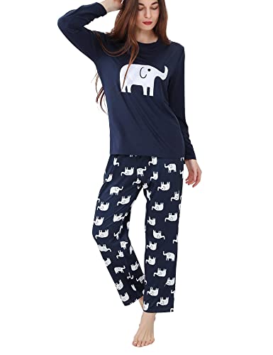 DiaryLook Womens Pyjamas Comfy Long Sleeve UK Women Pajamas Cute Printed Lounge Pjs Set Women's Pyjamas Set S-XL