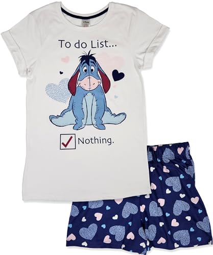 Eeyore Womens Short Pyjama Set, 100% cotton Licenced Winnie the Pooh Gift UK 8-10
