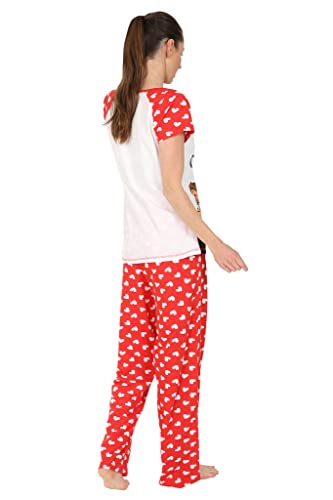 Disney Snow White Dwarfs Grumpy But Gorgeous Ladies Long Cotton Pyjamas, Red, 20-22
