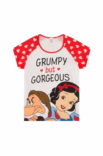 Disney Snow White Dwarfs Grumpy But Gorgeous Ladies Long Cotton Pyjamas, Red, 20-22