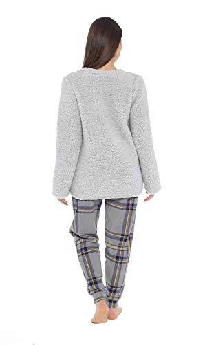 Daisy Dreamer Womens Snuggle Pyjama Set Ladies Loungewear Pyjamas Warm Soft Fleece Pj Lounge Sets, Medium (UK 12-14), Grey Penguin