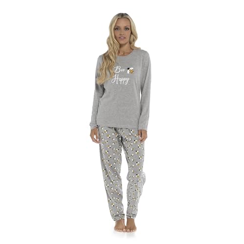 Habigail Ladies Pyjamas Loungewear Womens Pjs Top & Bottoms Pajamas Cockapoo Dog Sloth Hedgehog Sleepwear Nightwear Soft Jersey Cotton Rich (as8, alpha, l, regular, regular, Bee)