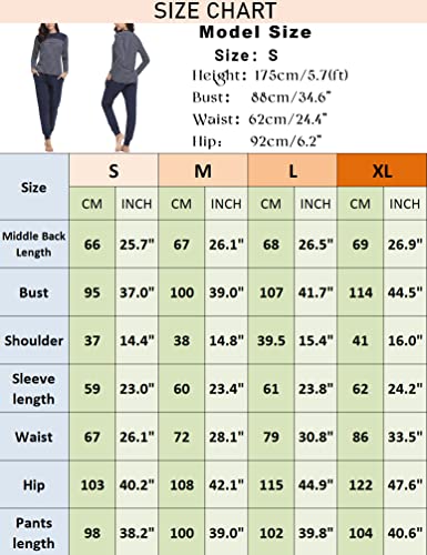 Aseniza Pyjamas For Women Cotton Long Sleeve Ladies Lounge Wear Pjs Set Soft Sleepwear Plaid Top & Bottoms with Pockets Drawstring（C#-Black，S）