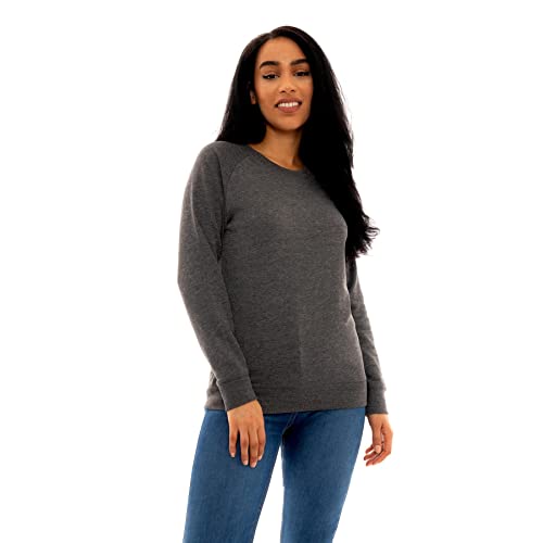 Style It Up *Womens Raglan Plain Crew Neck Sweatshirt Pullover Sweater Long Sleeve Jumper Top (Grey, S)