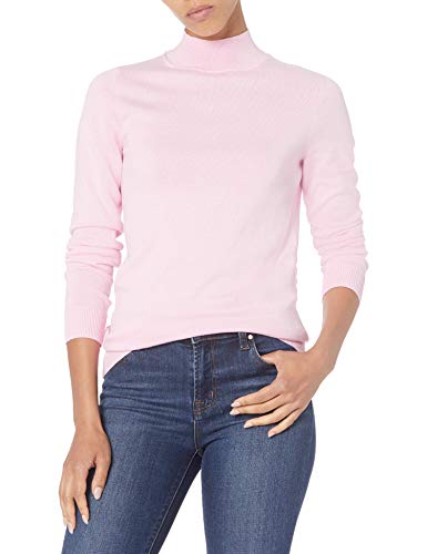 Amazon Essentials Women's Lightweight Mockneck Jumper (Available in Plus Size), Light Pink, M