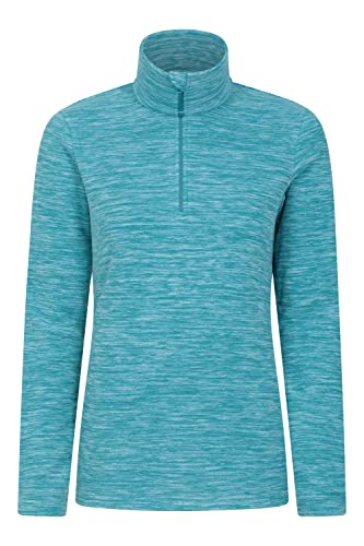 Mountain Warehouse Snowdon Womens Fleece Top - Warm Pullover, Lightweight Sweater, Half Zip, Breathable Ladies Tee, Quick Drying - for Spring Summer, Walking, Travelling Light Teal 18