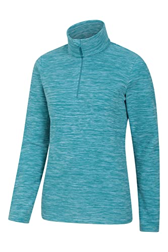 Mountain Warehouse Snowdon Womens Fleece Top - Warm Pullover, Lightweight Sweater, Half Zip, Breathable Ladies Tee, Quick Drying - for Spring Summer, Walking, Travelling Light Teal 18