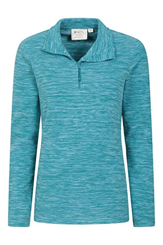 Mountain Warehouse Snowdon Womens Fleece Top - Warm Pullover, Lightweight Sweater, Half Zip, Breathable Ladies Tee, Quick Drying - for Spring Summer, Walking, Travelling Light Teal 18