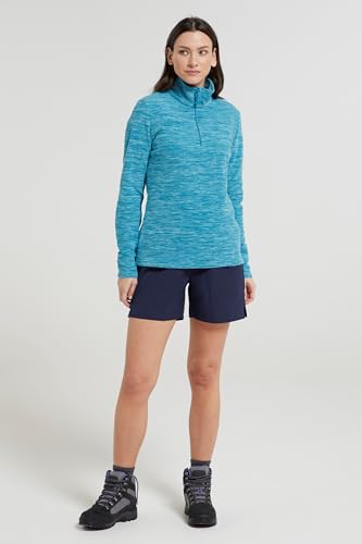 Mountain Warehouse Snowdon Womens Fleece Top - Warm Pullover, Lightweight Sweater, Half Zip, Breathable Ladies Tee, Quick Drying - for Spring Summer, Walking, Travelling Light Teal 18