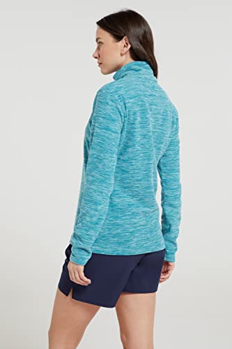 Mountain Warehouse Snowdon Womens Fleece Top - Warm Pullover, Lightweight Sweater, Half Zip, Breathable Ladies Tee, Quick Drying - for Spring Summer, Walking, Travelling Light Teal 18