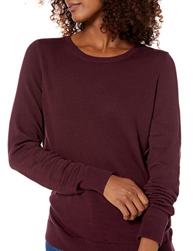 Amazon Essentials Women's Long-Sleeve Lightweight Crewneck Jumper (Available in Plus Size), Burgundy, M