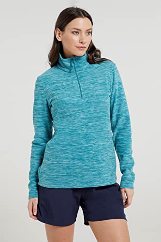 Mountain Warehouse Snowdon Womens Fleece Top - Warm Pullover, Lightweight Sweater, Half Zip, Breathable Ladies Tee, Quick Drying - for Spring Summer, Walking, Travelling Light Teal 18