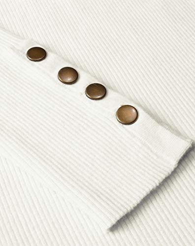 Newshows Women's Jumpers for Women UK Beige Crew Neck Jumpers Fit Knitted Ladies Jumpers Warm Sweater Tops White