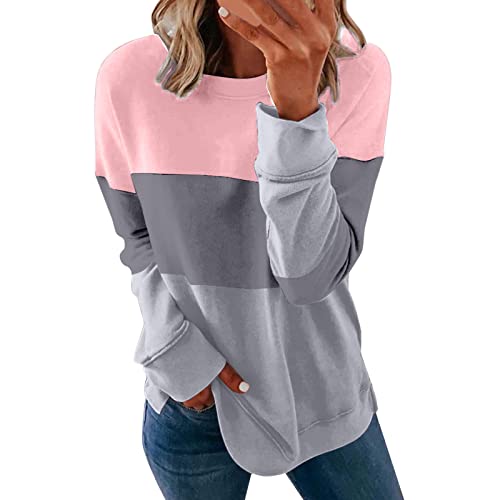 AMhomely Sweatshirts for Women Fall Tops Funny Letter Clothes Long Sleeve Shirts Casual Crew Neck Pullover Sweatshirt, 04 Pink (recommend 1-2 size up)