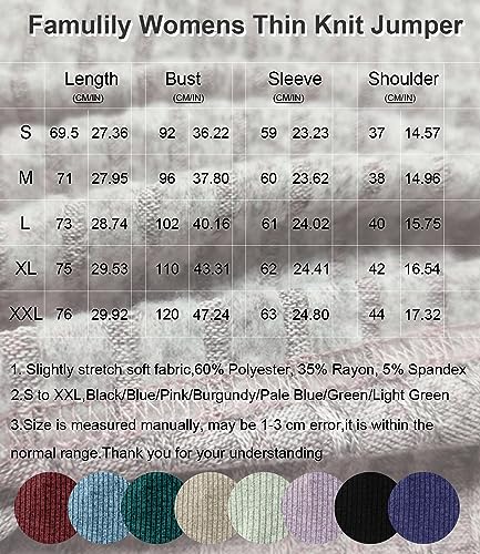 Famulily Long Sleeve Tops Women Round Neck Cute Soft Knit Longline Tunic Jumpers Pink M