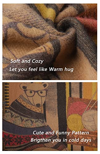 YESNO Women Long Sleeve Jumpers Oversized Graphic Knitted Sweater Crew Neck Loose Vintage Pullover Sweater Tops XL S01UK CR31