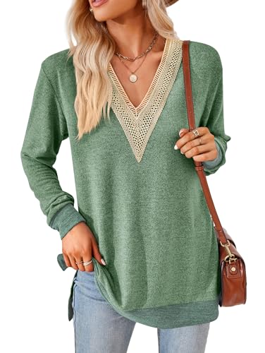 iChunhua Long Crochet Jumper for Women UK Ladies Tops Size 12 Grass Green M