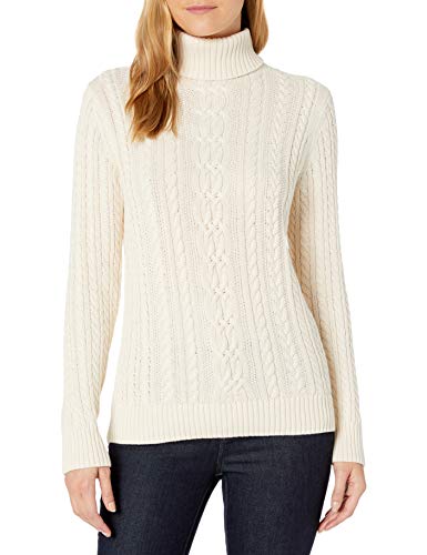 Amazon Essentials Women's Fisherman Cable Roll-Neck Jumper (Available in Plus Size), Cream, M