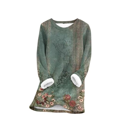 HAOLEI Fleece Lined Jumper Ladies UK 2023,Winter Warm Christmas Sweatshirt Ladies Vintage Argyle Print Plush Sweater Pullover Sweater Casual Thick Velvet Fleece Tops Plus Size 8-22