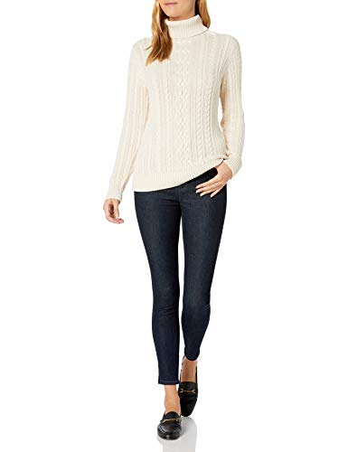 Amazon Essentials Women's Fisherman Cable Roll-Neck Jumper (Available in Plus Size), Cream, M