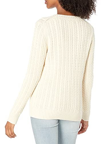 Amazon Essentials Women's Fisherman Cable Long-Sleeved Crewneck Sweater (Available in Plus Size), Cream, L