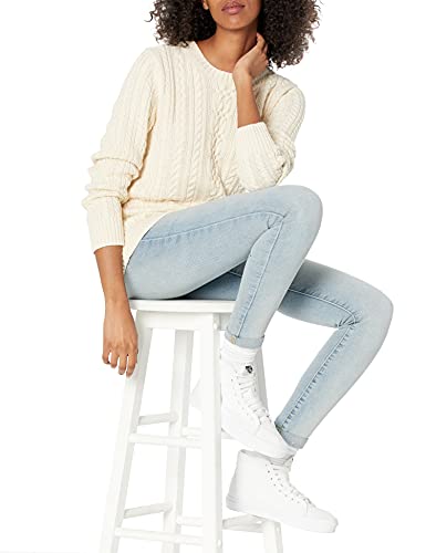 Amazon Essentials Women's Fisherman Cable Long-Sleeved Crewneck Sweater (Available in Plus Size), Cream, L