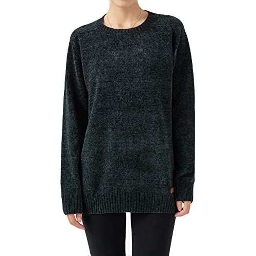 Simple&Opulence Women's Jumper Crew Neck,Chenille Warm Pullover Tops for Woman,Casual Long Sleeve Winter Sweater,XXL,Dark Green