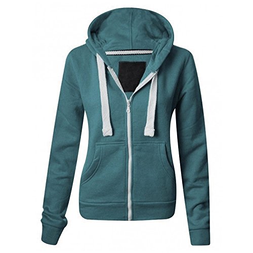 MALAIKA ® Ladies Plain Colour Hoodie Womens Fleece Hooded Top Zip Zipper Hoodie Sweatshirt Available in 22 Colours Plus Sizes Small-XXXXXL (UK 6-22) Teal
