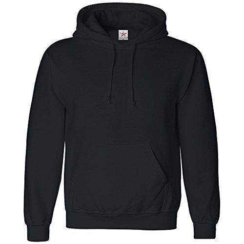 Star and Stripes Classic Plain Pullover Hoodie Unsex and These are Ideal for Mens and Ladies Hooded Sweatshirt, L, Black