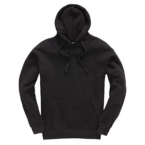 New Spirit Original Mens, Womens Unisex Soft Fleece Hoodie - Drawstrings and Pouch Pocket - Comfy, Cozy Hooded Sweatshirt - Perfect for Casual, Work Wear, Gym - 80% Cotton 20% Polyester BLK XL