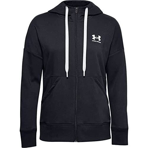 Under Armour Rival Fleece Fz Hoodie Warm-up Top, Women Black, Black / White / White (001), XS