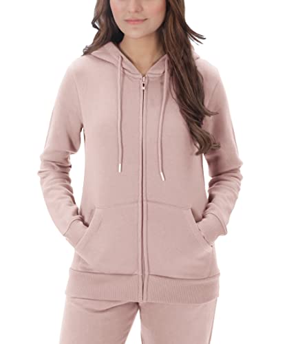 M17 Womens Ladies Recycled Plain Zip Up Hoodie Longline Hoody Jumper Casual Soft Hooded Sweatshirt Top Long Sleeve Jumper Jacket (XL, Blush Pink)