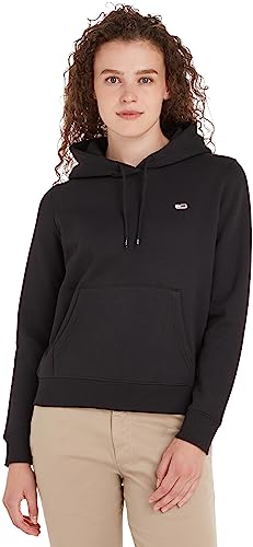 Tommy Jeans Women's Tjw Regular Fleece Hoodie Sweater, Black, M