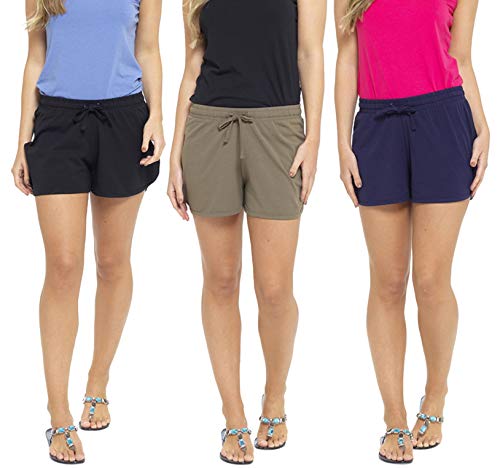Keanu 3 PK Ladies Shorts - 1 - Black/Khaki/Navy - Size 8-10