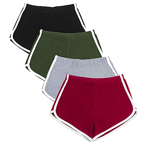 WEBGGER 4 Pack Women's Cotton Yoga Dance Short Pants Sport Shorts Summer Athletic Cycling Hiking Sports Shorts XL